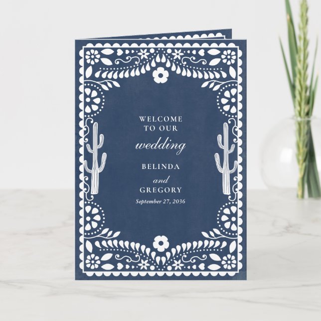 Papel Picado Boda Mexican Wedding Order of Service Programme (Front)