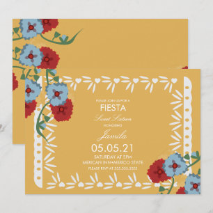 Papel Picado Botanical Fiesta Sweet 16 Mexican Invitation