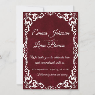 Papel Picado Burgundy Mexican Wedding Invitation