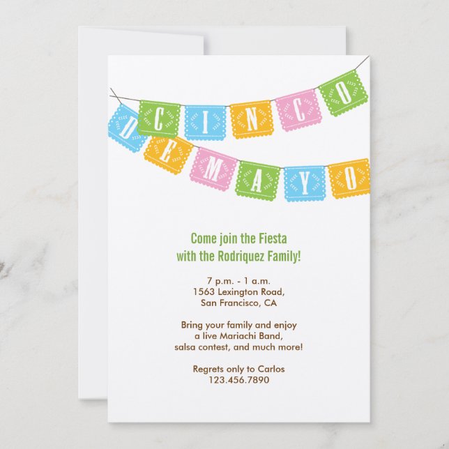 Papel Picado Cinco de Mayo Invitation (Front)