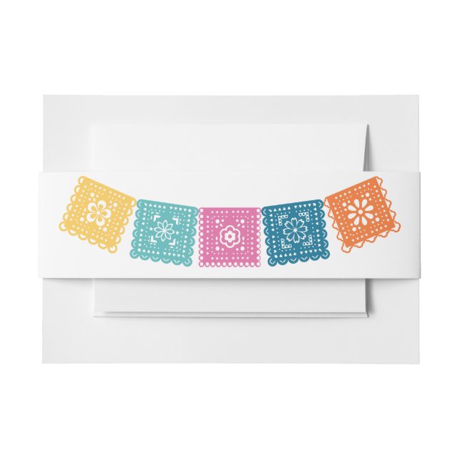 Papel Picado Colourful  Invitation Belly Band (Front Example)