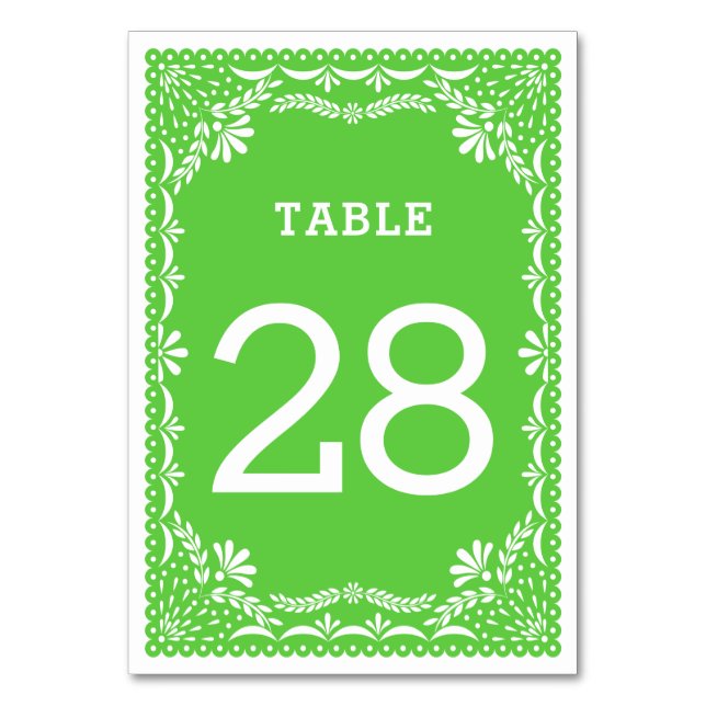 Papel Picado Colourful Mexican Wedding Table Numbe Number (Front)