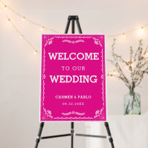 Papel Picado Colourful Mexican Wedding Welcome Sig