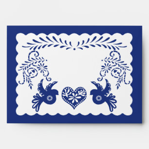Papel Picado Dark Blue Light Fiesta Wedding A7  Envelope