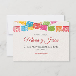 Papel Picado Elegant Colorful Boda Spanish Wedding Save The Date