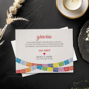 Papel Picado Elegant Colorful Boda Spanish Wedding Thank You Card