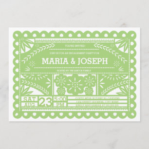 Papel Picado Engagement Party Invite - Green