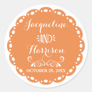 Papel Picado Envelope Seal Orange Fiesta Wedding