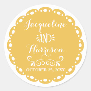 Papel Picado Envelope Seal Yellow Fiesta Wedding