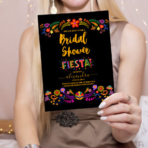Papel Picado Flowers Mexican Style Bridal Shower Invitation