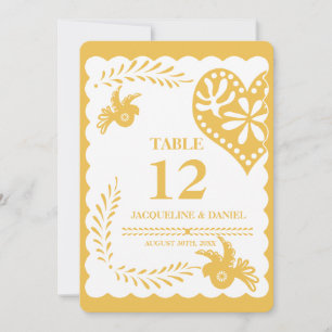 Papel Picado Gold Harvest Fiesta Table Number