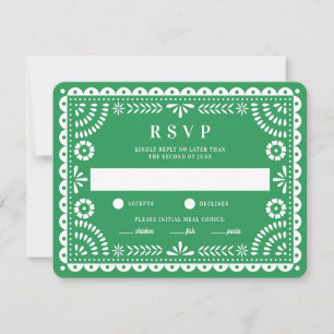 Papel Picado Green   Wedding Reply RSVP Card