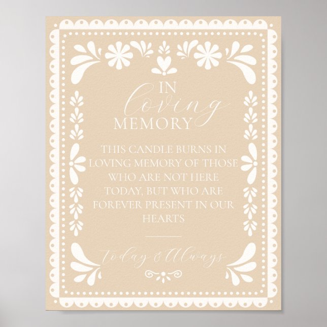 Papel Picado In Loving Memory Candle Memorial Sign (Front)