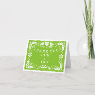 Papel picado love birds green wedding Thank You Card