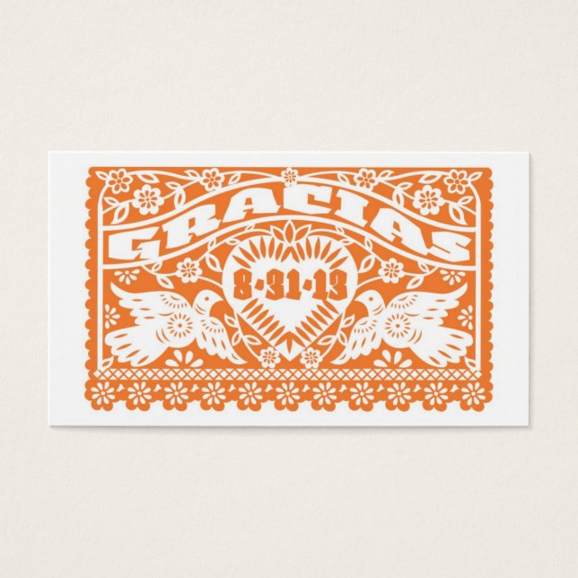 Papel Picado Lovebirds Orange Tag (Front)