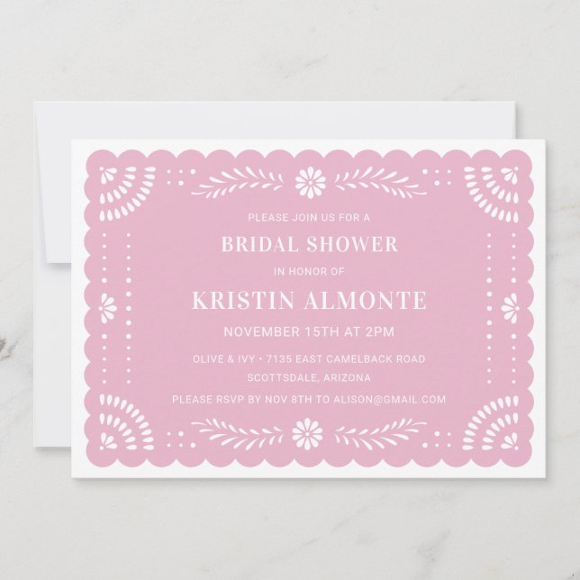 Papel Picado Mexican Bridal Shower Invitation (Front)