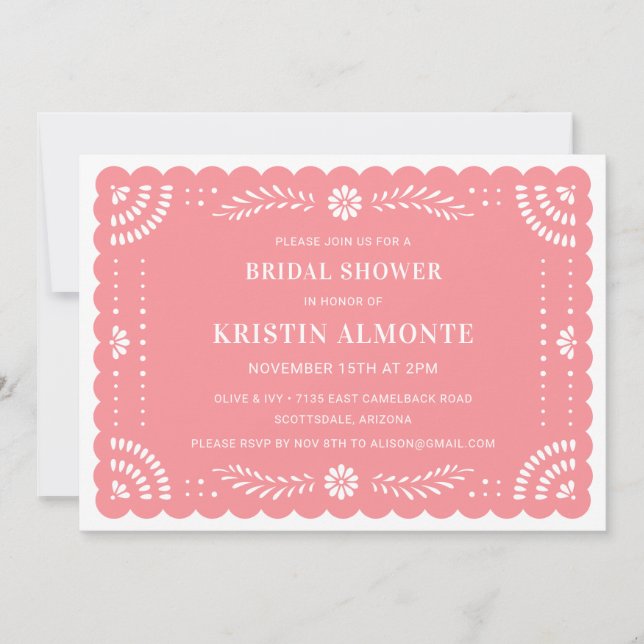 Papel Picado Mexican Bridal Shower Invitation (Front)