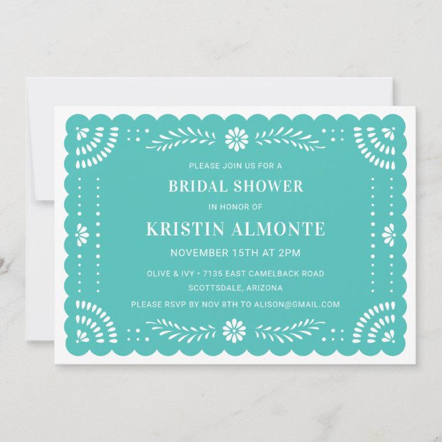 Papel Picado Mexican Bridal Shower Invitation (Front)