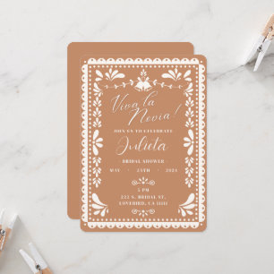 Papel Picado Mexican Bridal Shower Neutral Barro Invitation