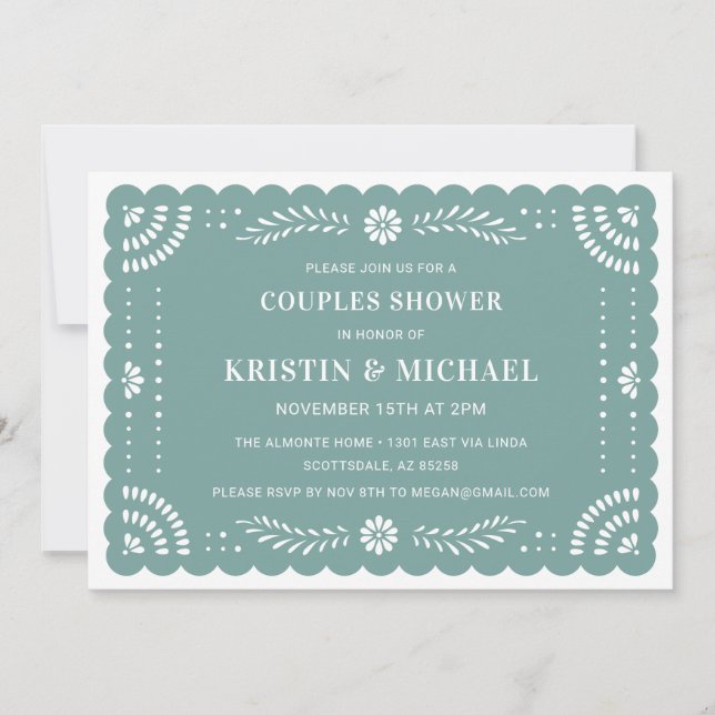 Papel Picado Mexican Couples Shower Invitation (Front)