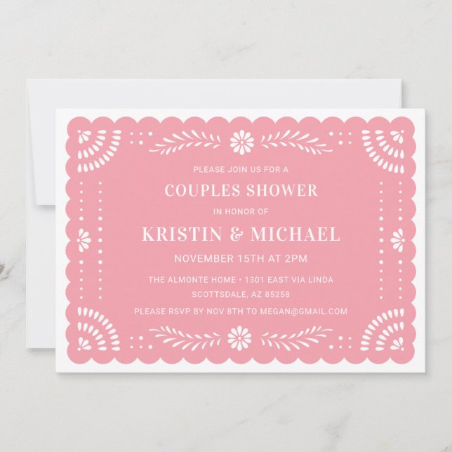 Papel Picado Mexican Couples Shower Invitation (Front)