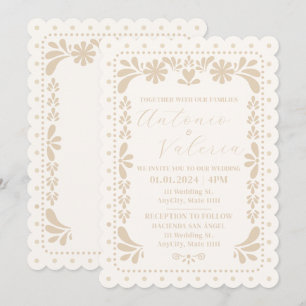 Papel Picado Mexican Neutral Wedding Invitation