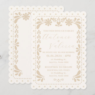 Papel Picado Mexican Neutral Wedding Invitation