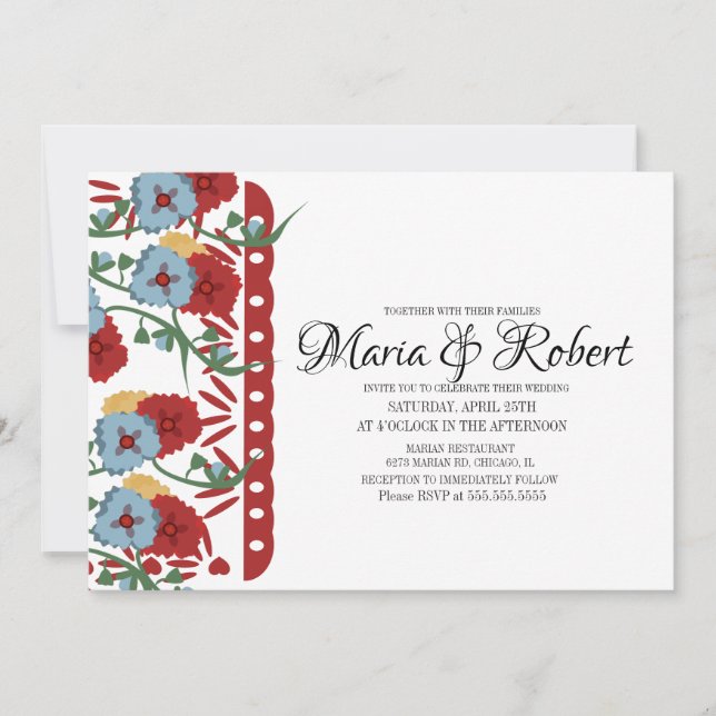 Papel Picado Mexican Wedding Greenery Vine Floral  Invitation (Front)