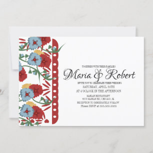 Papel Picado Mexican Wedding Greenery Vine Floral  Invitation