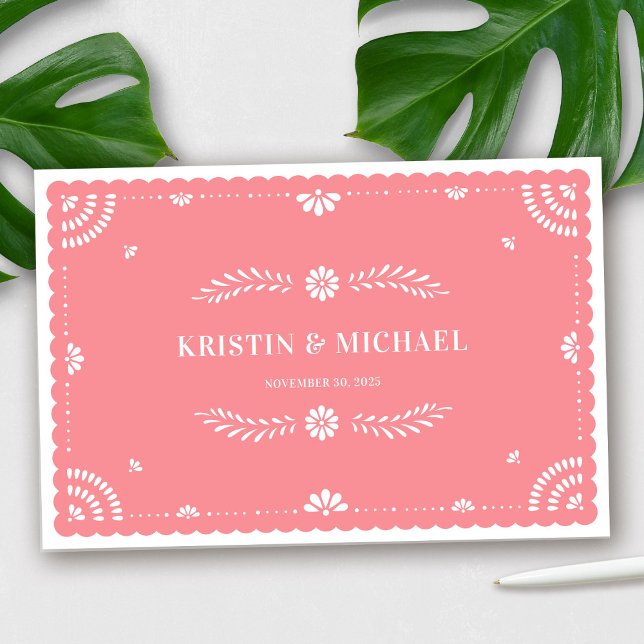 Papel Picado Mexican Wedding Guestbook, Rose Pink Guest Book (Papel Picado Mexican Wedding Guestbook in Rose Pink)