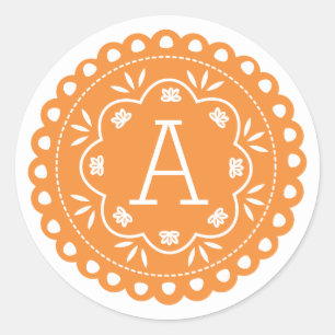 Papel Picado Monogram Stickers - Orange