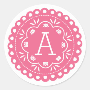 Papel Picado Monogram Stickers - Pink