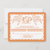 Papel Picado Orange RSVP Fiesta Wedding Banner