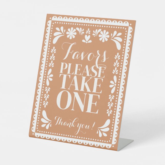 Papel Picado Party Favour Table Mexican Fiesta Sig Pedestal Sign (Front)