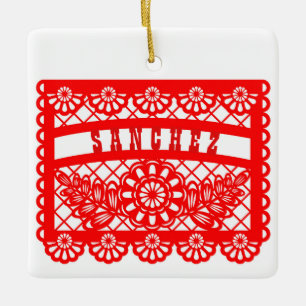 Papel Picado Personalised Ceramic Ornament