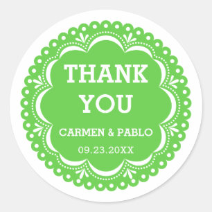 Papel Picado Pink and Purple Wedding Favour Classi Classic Round Sticker