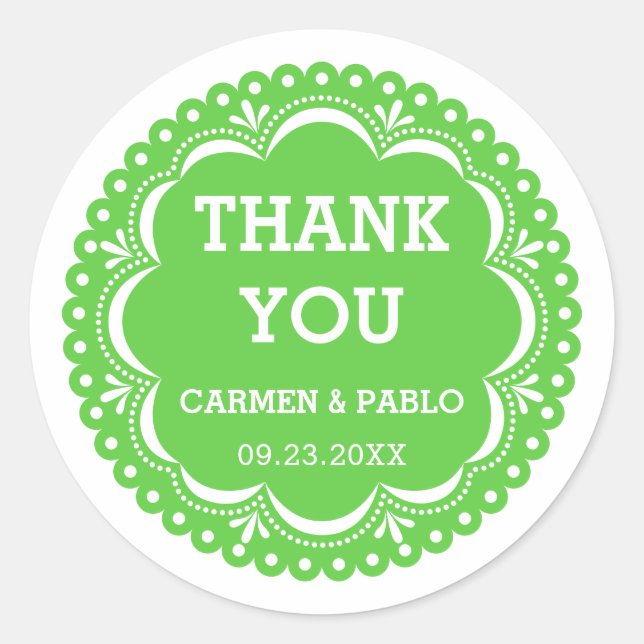 Papel Picado Pink and Purple Wedding Favour Classi Classic Round Sticker (Front)