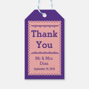 Papel Picado Pink & Purple Wedding Favour Tag