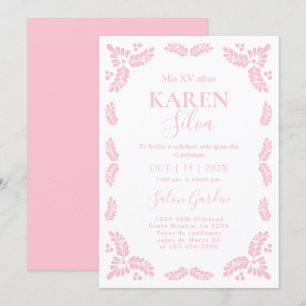 Papel Picado Pink Quinceanera Invitation