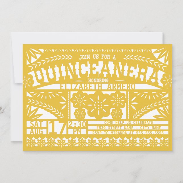 Papel Picado Quinceañera Invitation (Front)