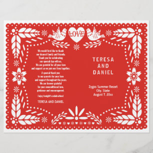 Papel Picado red wedding fiesta folded program