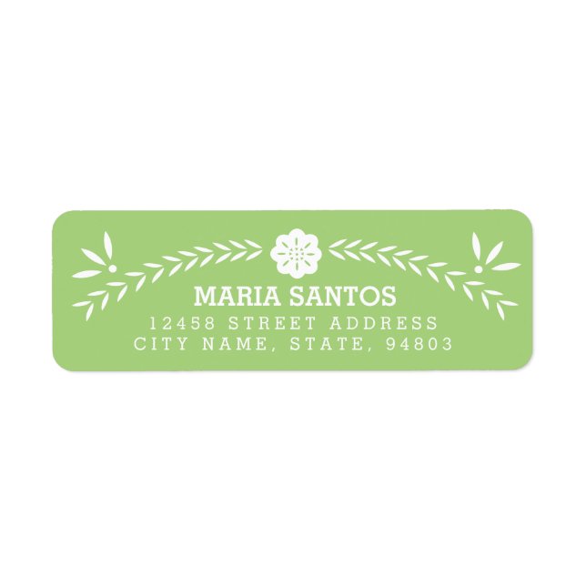 Papel Picado Return Address Labels - Green (Front)