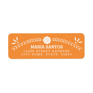 Papel Picado Return Address Labels - Orange