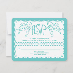 Papel Picado RSVP Aqua Gold Fiesta Wedding Banner