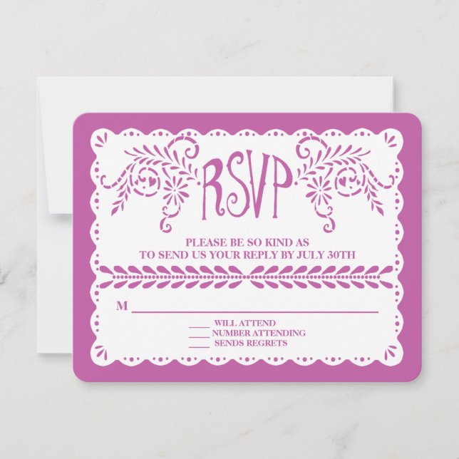 Papel Picado RSVP Purple Fiesta Wedding Banner (Front)