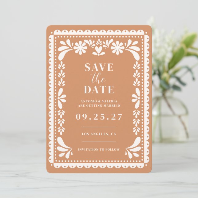 Papel Picado Save the Date Mexican Wedding Invitation (Standing Front)