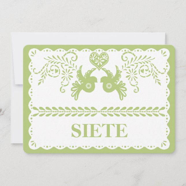 Papel Picado Siete Seven Table Number Gold Fiesta (Front)