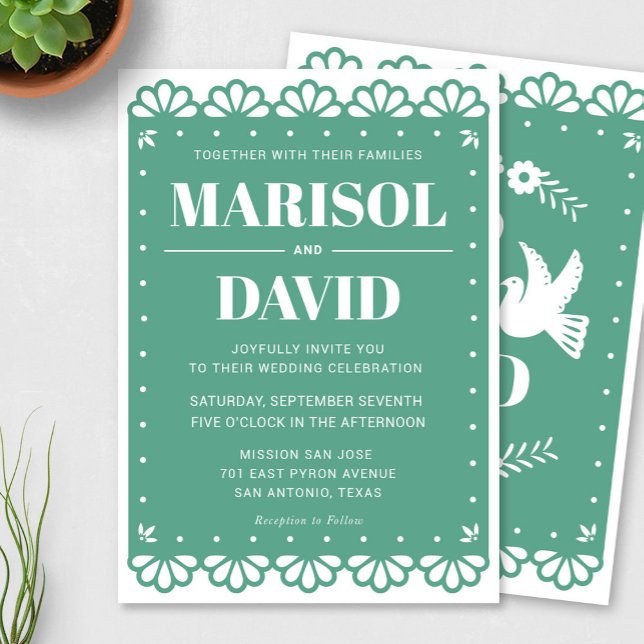 Papel Picado Style Wedding Invitation With Doves (Creator Uploaded)