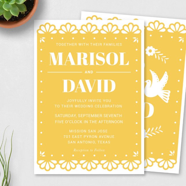 Papel Picado Style Wedding Invitation With Doves (Creator Uploaded)