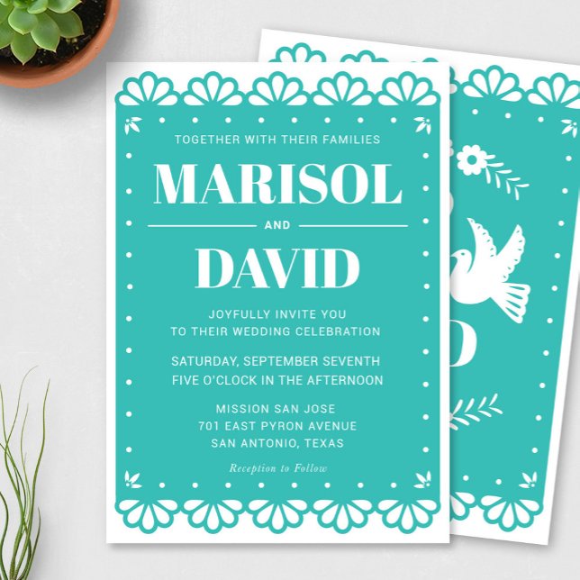 Papel Picado Style Wedding Invitation With Doves (Creator Uploaded)